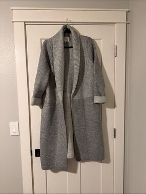 Liverpool Light Gray Long Open-Front Cardigan